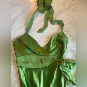 BCBGMAXAZRIA Vintage 90’s 100% Silk MIDI Green Dress Size 2